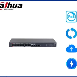 Switch PoE Dahua DH-CS4226-24ET-240 24 Puertos + 2 Uplink Gigabit, Potencia 240W para Cámaras IP