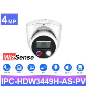 Cámara Domo IP Dahua DH-IPC-HDW3449H-AS-PV-PRO 4MP Full-Color con Disuasión Activa y Luz Estroboscópica