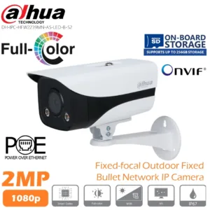 Cámara IP Dahua DH-IPC-HFW2239MN-AS-LED-B-S2 2MP Full-Color con Luz LED y Audio Integrado
