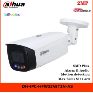 Cámara IP Dahua DH-IPC-HFW3249T1N-AS 2MP Full-Color con Luz Blanca, Micrófono y WDR Real 120dB