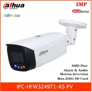 Cámara IP Dahua DH-IPC-HFW3249T1N-AS-PV 2MP Full-Color con Luz Blanca, Sirena y Micrófono Integrado