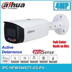 Cámara IP Dahua DH-IPC-HFW3449T1-AS-PV 4MP Full-Color con Luz Blanca, Micrófono y Disuasión Activa