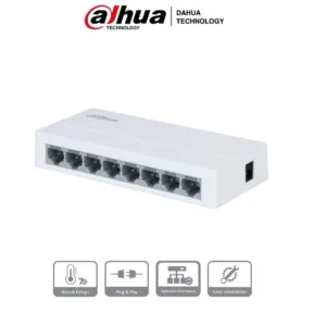 Switch PoE Dahua DH-PFS3008-8ET 8 Puertos 10/100 Mbps 58W para Cámaras IP