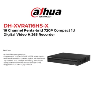 Grabador DVR Dahua DH-XVR4116HS-I 16 Canales 720p HDCVI H.265+ WizSense