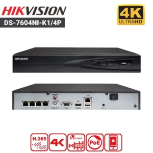 NVR Grabador HIKVISION DS-7604NI-K1/4P – Grabador IP 4 Canales PoE