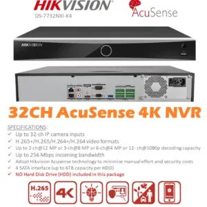 NVR Grabador HIKVISION DS-7732NXI-K4/16P – 32 Canales IP con IA AcuSense y PoE Integrado
